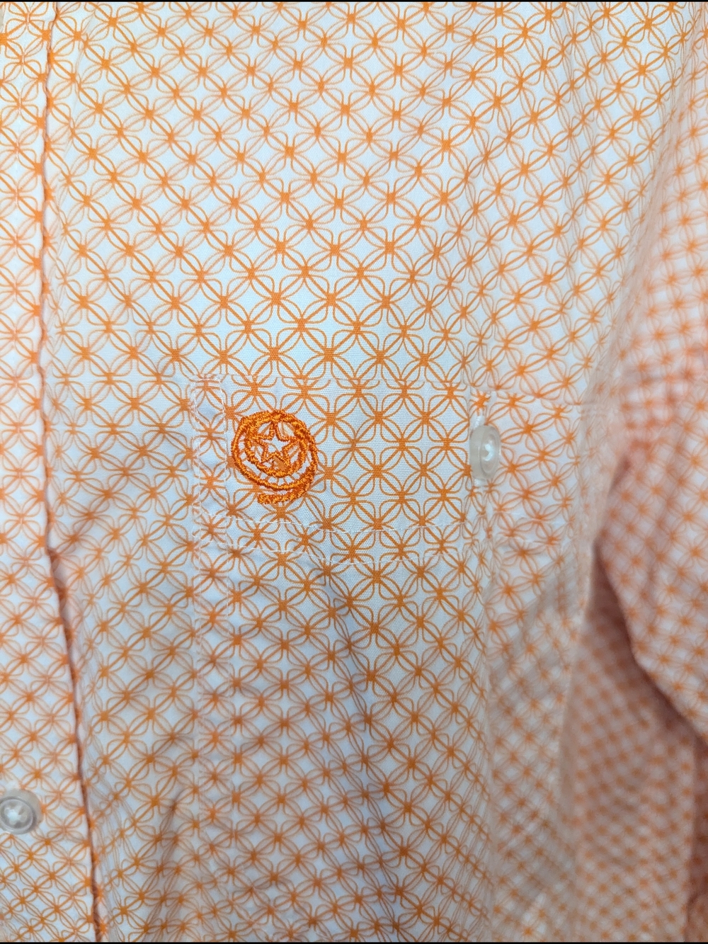 Wrangler George Strait Collection Shirt  Button Up Western Orange/White Men's M - Picture 2 of 11